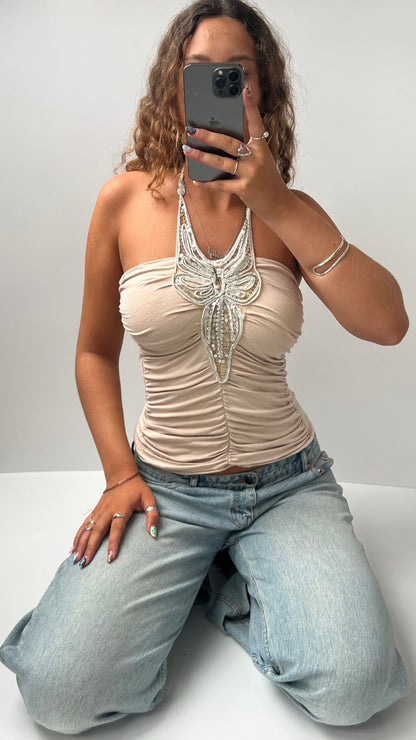 00s cream sequin cami- size S
