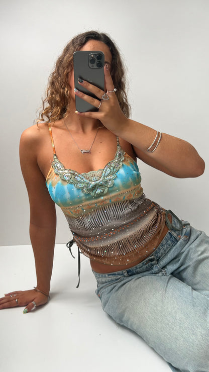 00s brown blue mesh cami- size S