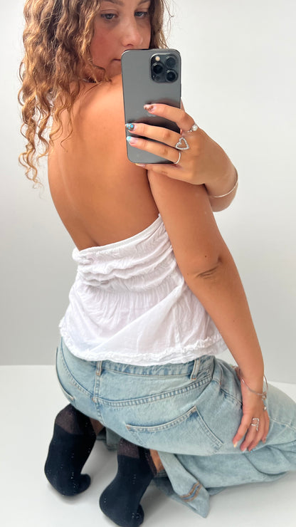 00s white cotton halter cami- size M