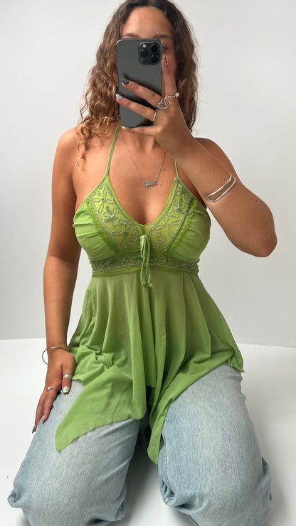 00s green sequin fairy cami- size S/M