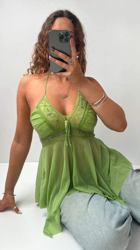 00s green sequin fairy cami- size S/M