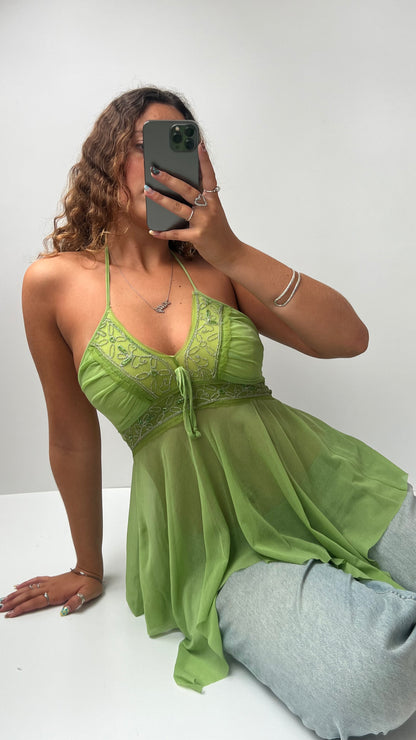 00s green sequin fairy cami- size S/M