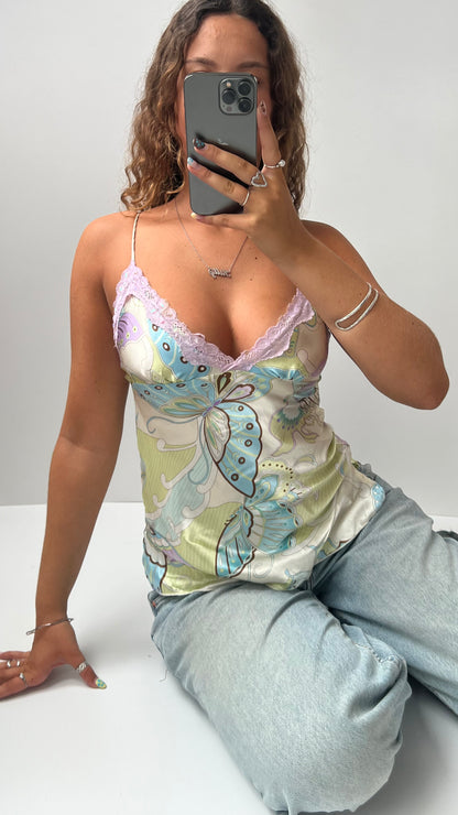 00s green butterfly cami- size S