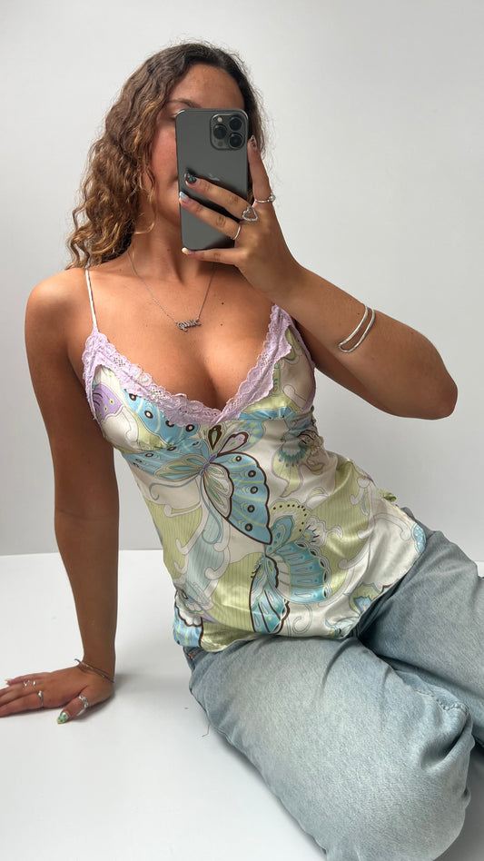 00s green butterfly cami- size S