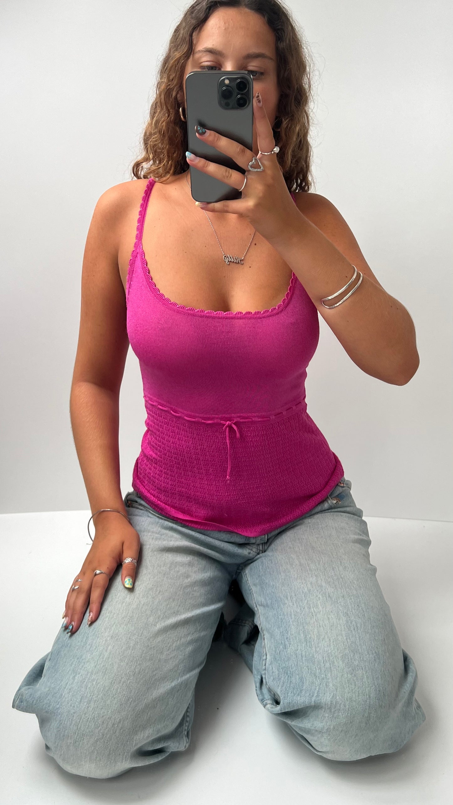 00s pink knit cami- size S