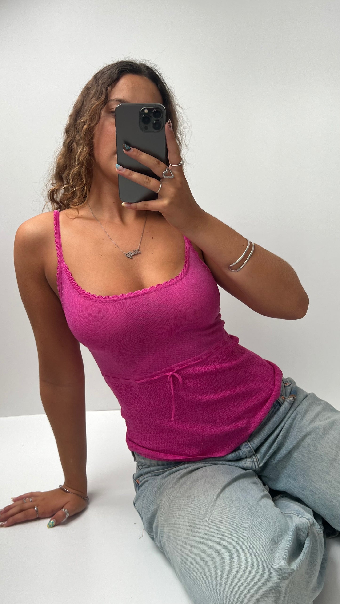 00s pink knit cami- size S
