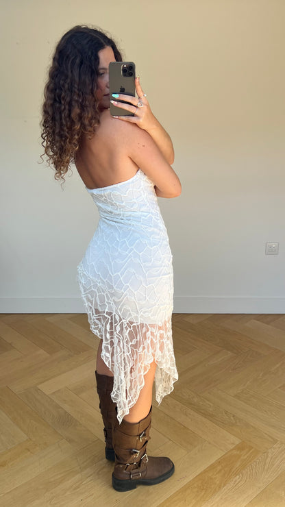 00s white lace midi dress- size M