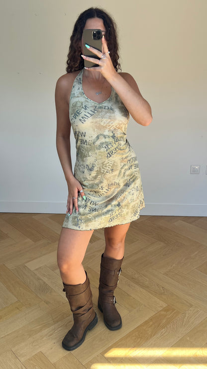 00s khaki mini dress- size M