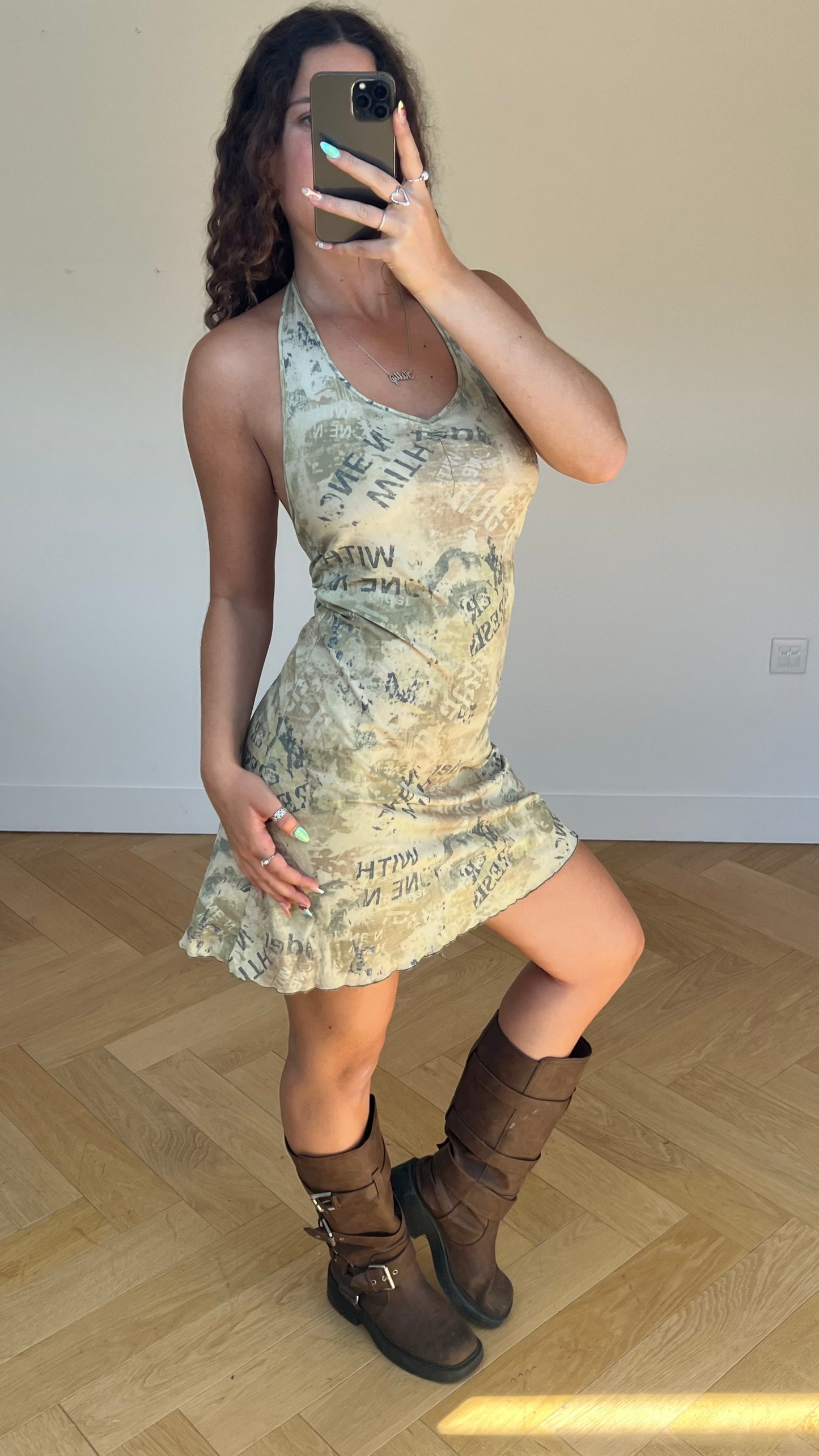 00s khaki mini dress- size M