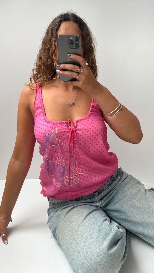 00s pink polka dot cami- size S