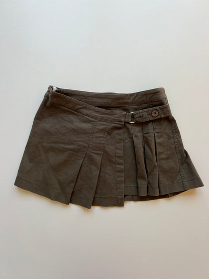 00s khaki pleated skirt- size XS