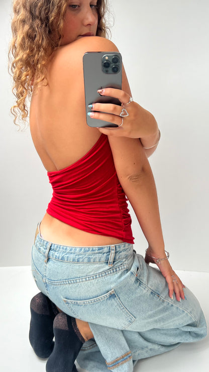 00s red halter cami- size S
