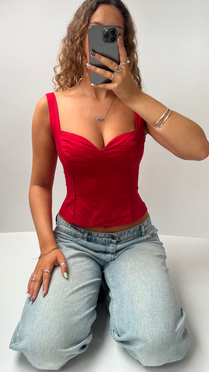 00s red corset cami- size M