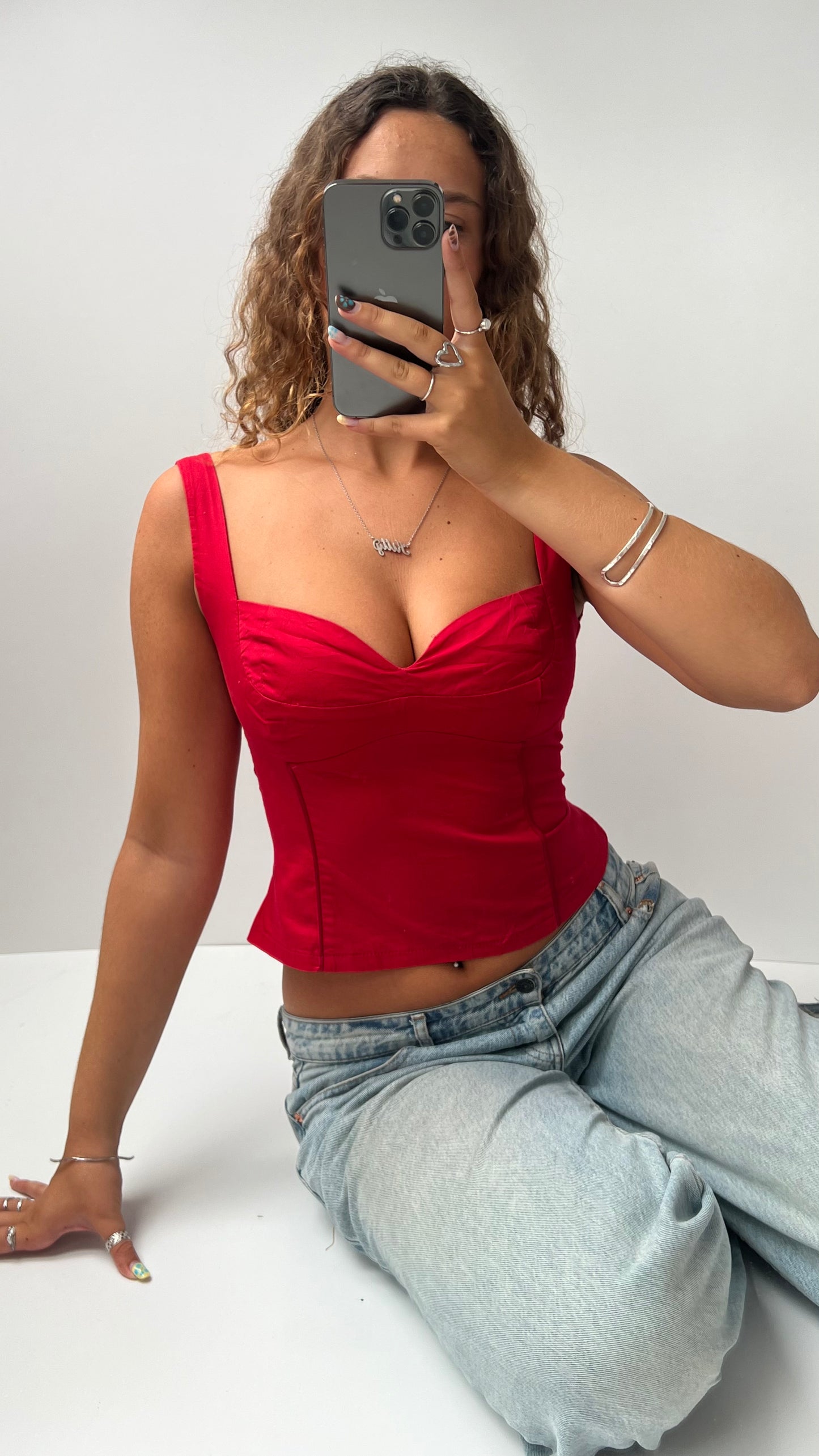00s red corset cami- size M