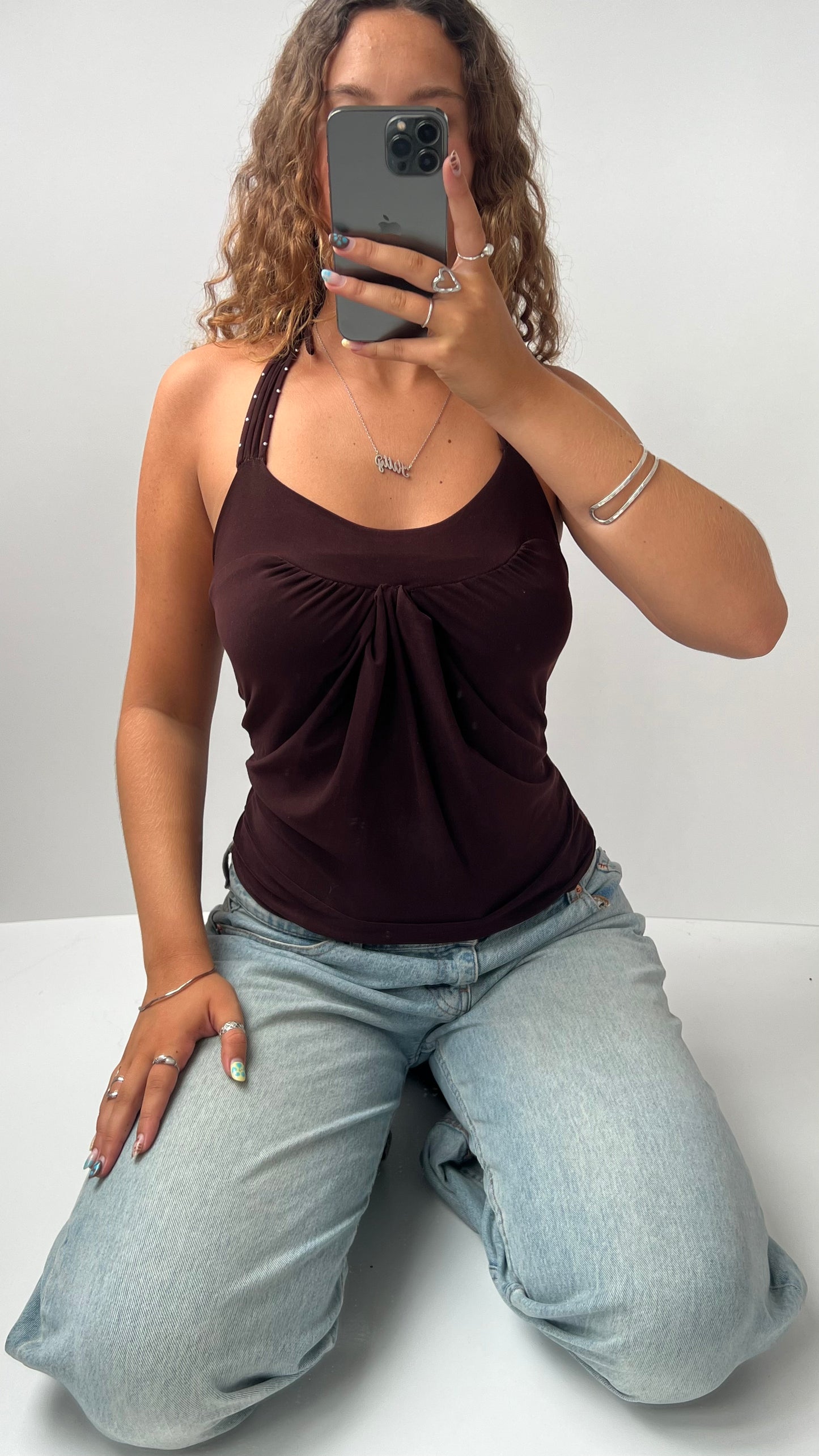 00s brown halter cami- size S/M