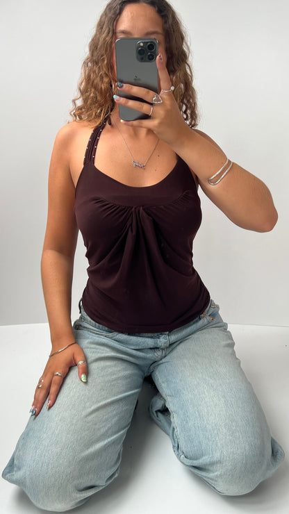 00s brown halter cami- size S/M
