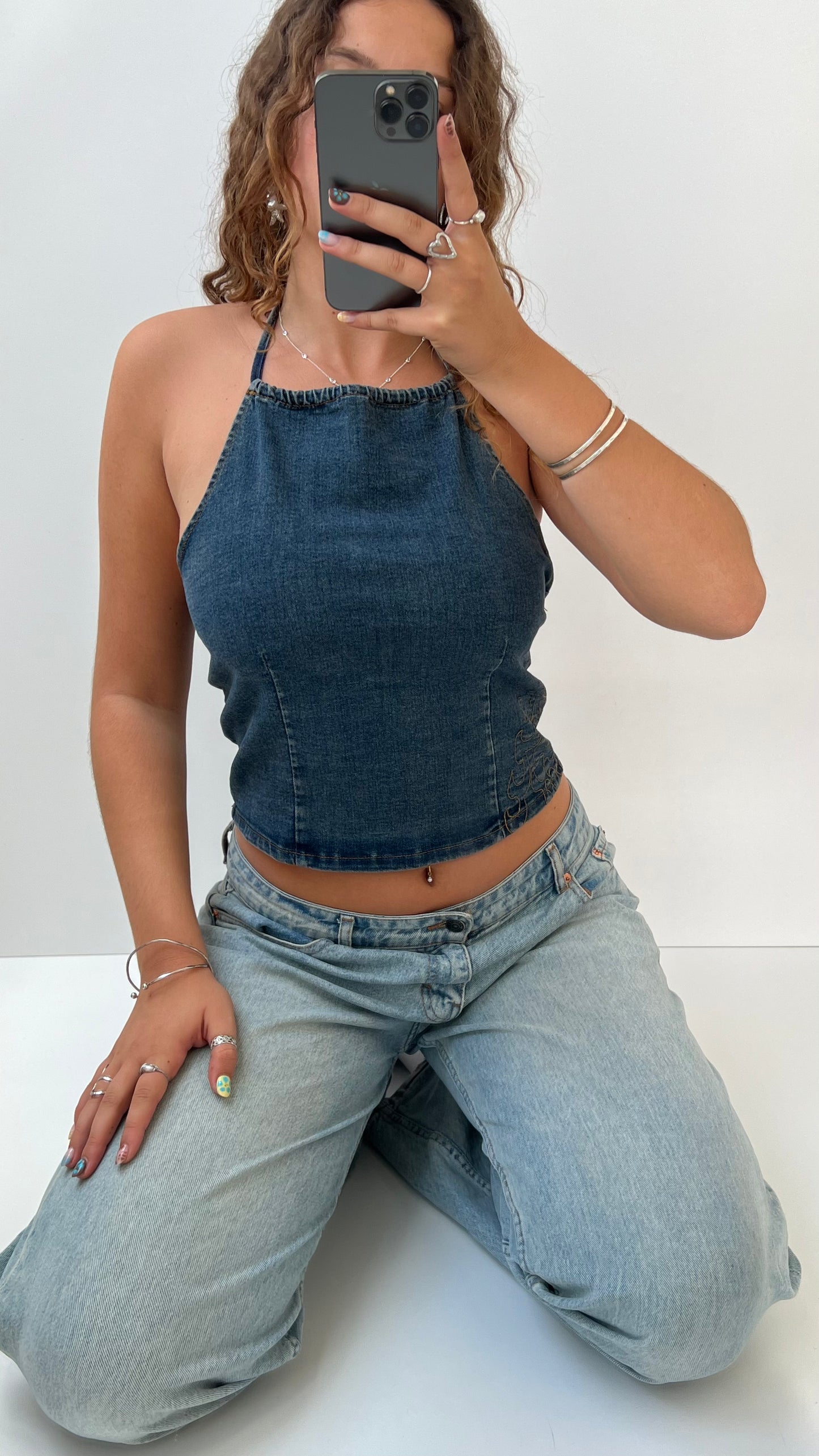 00s denim halter cami- size S/M