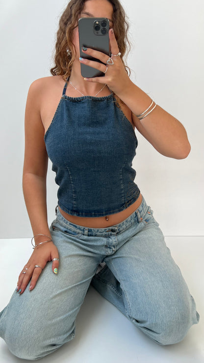 00s denim halter cami- size S/M