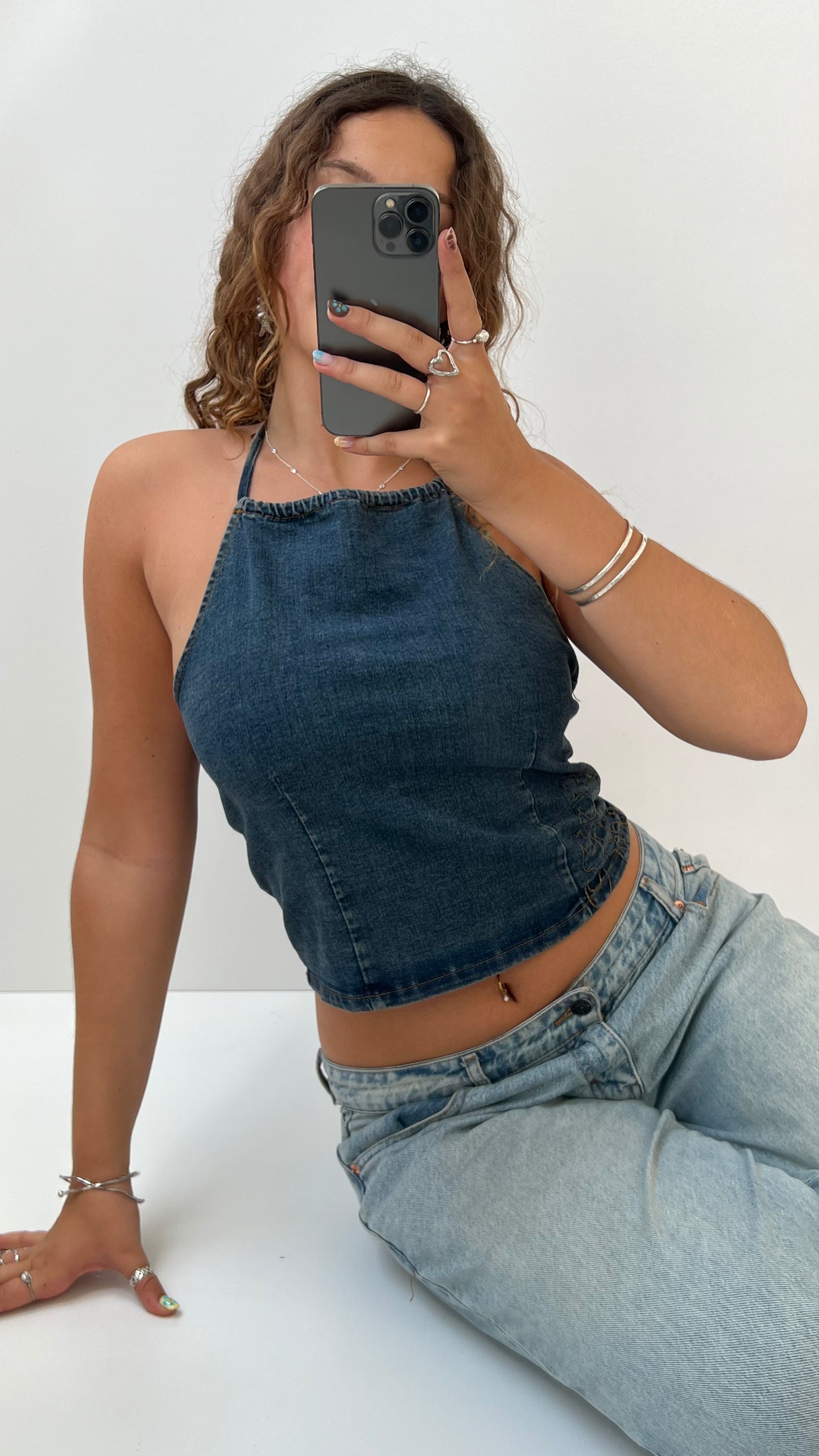 00s denim halter cami- size S/M