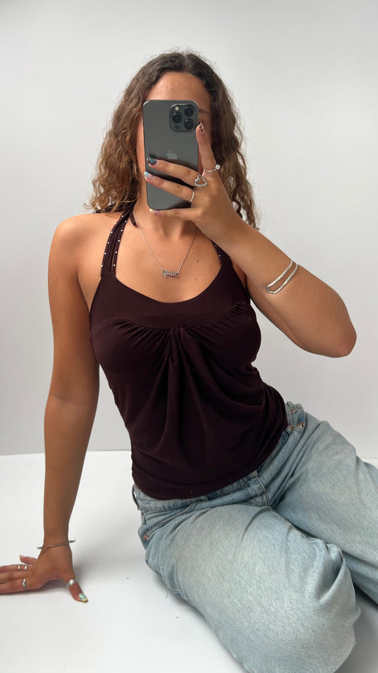 00s brown halter cami- size S/M