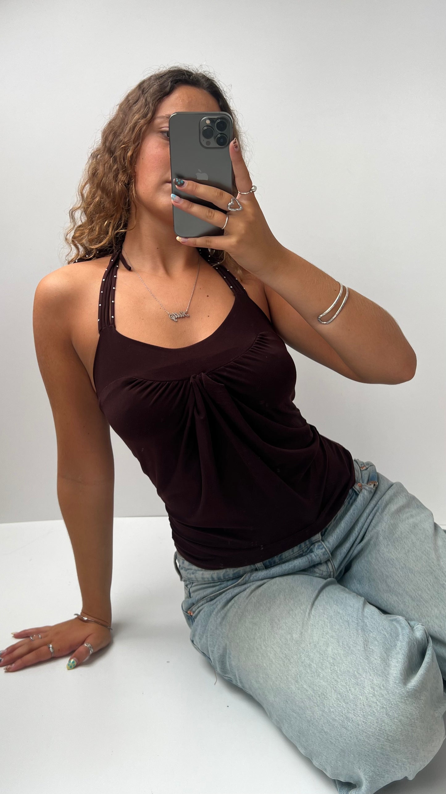 00s brown halter cami- size S/M