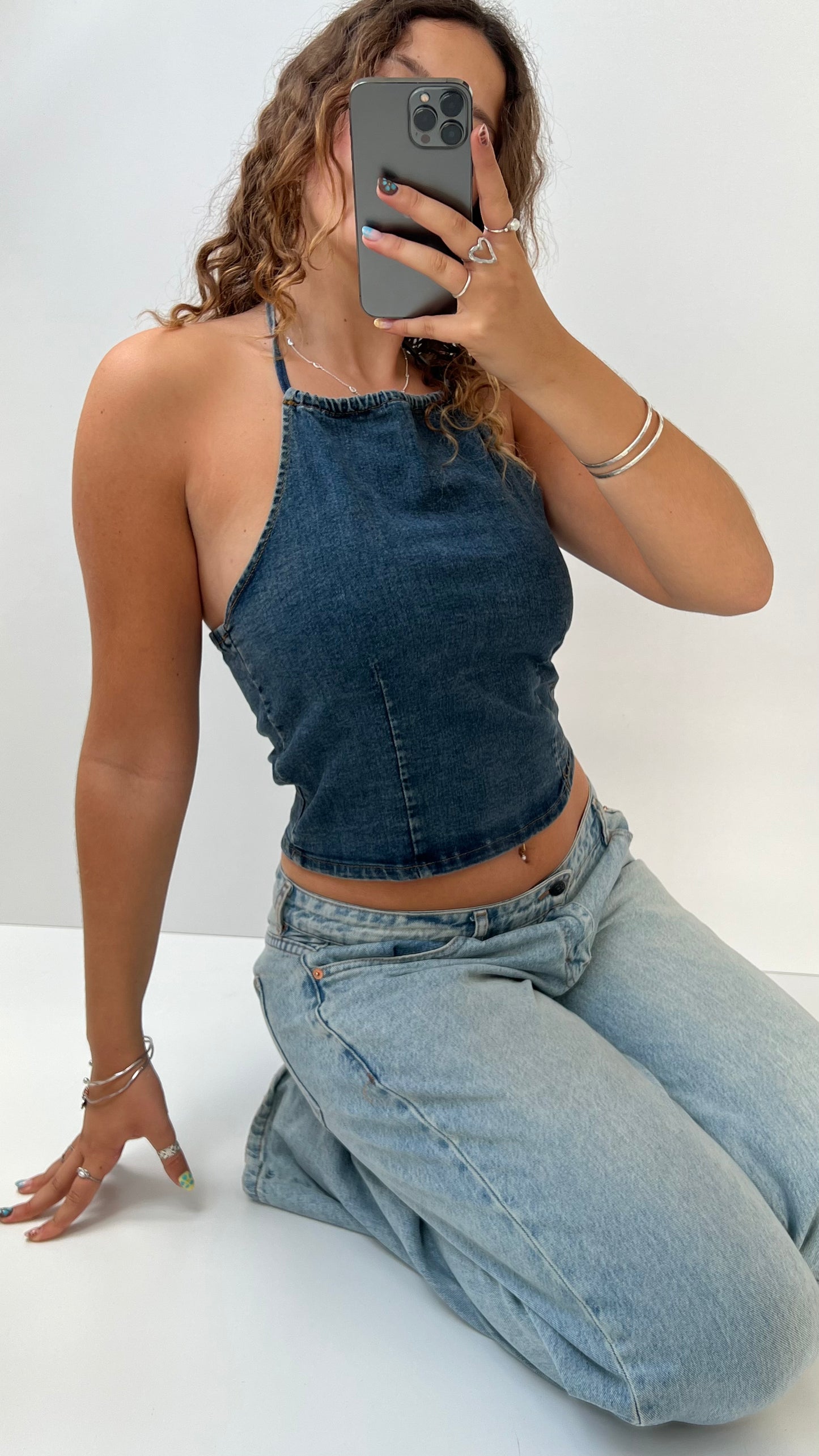 00s denim halter cami- size S/M