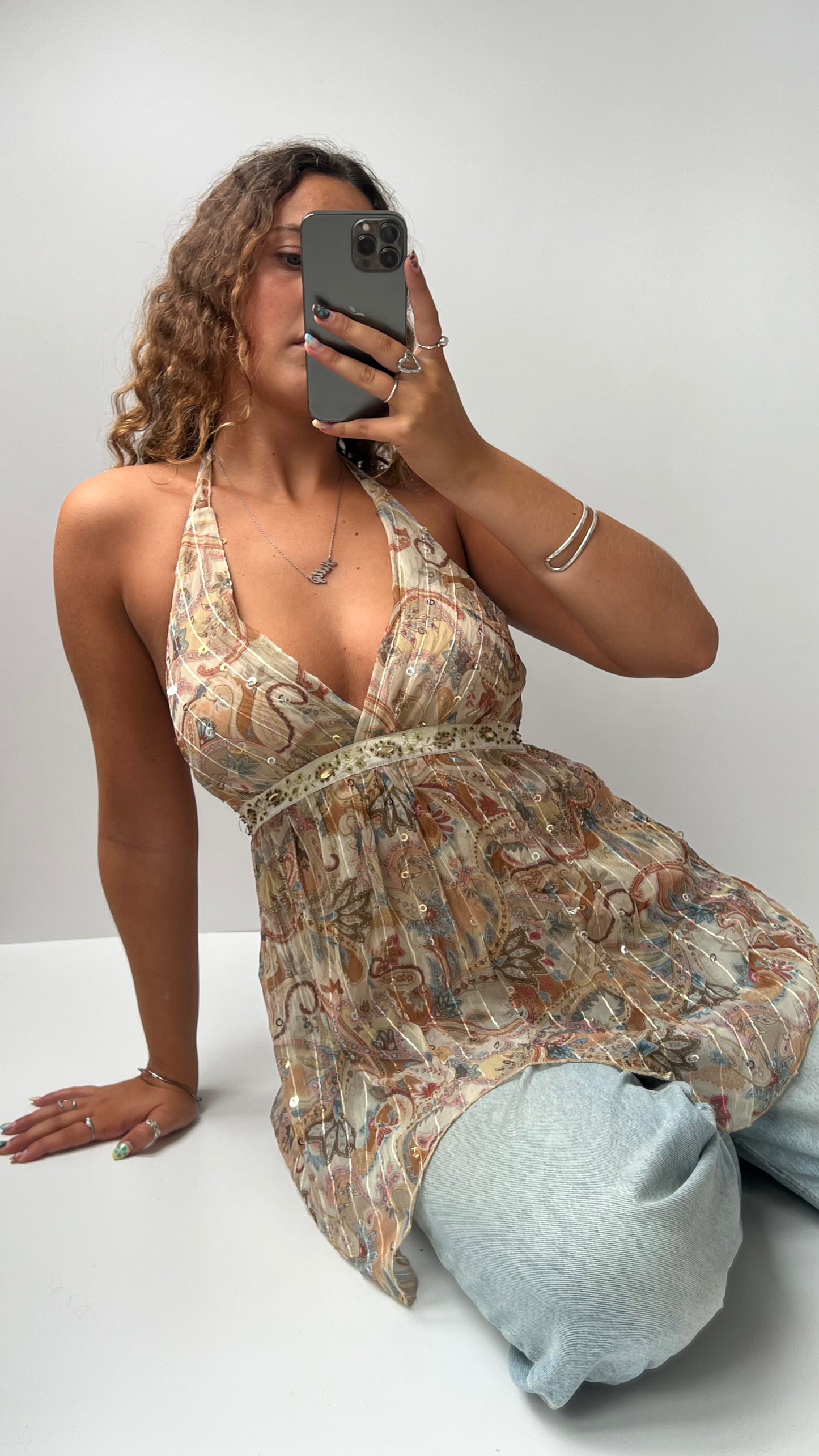 00s paisley babydoll cami- size L