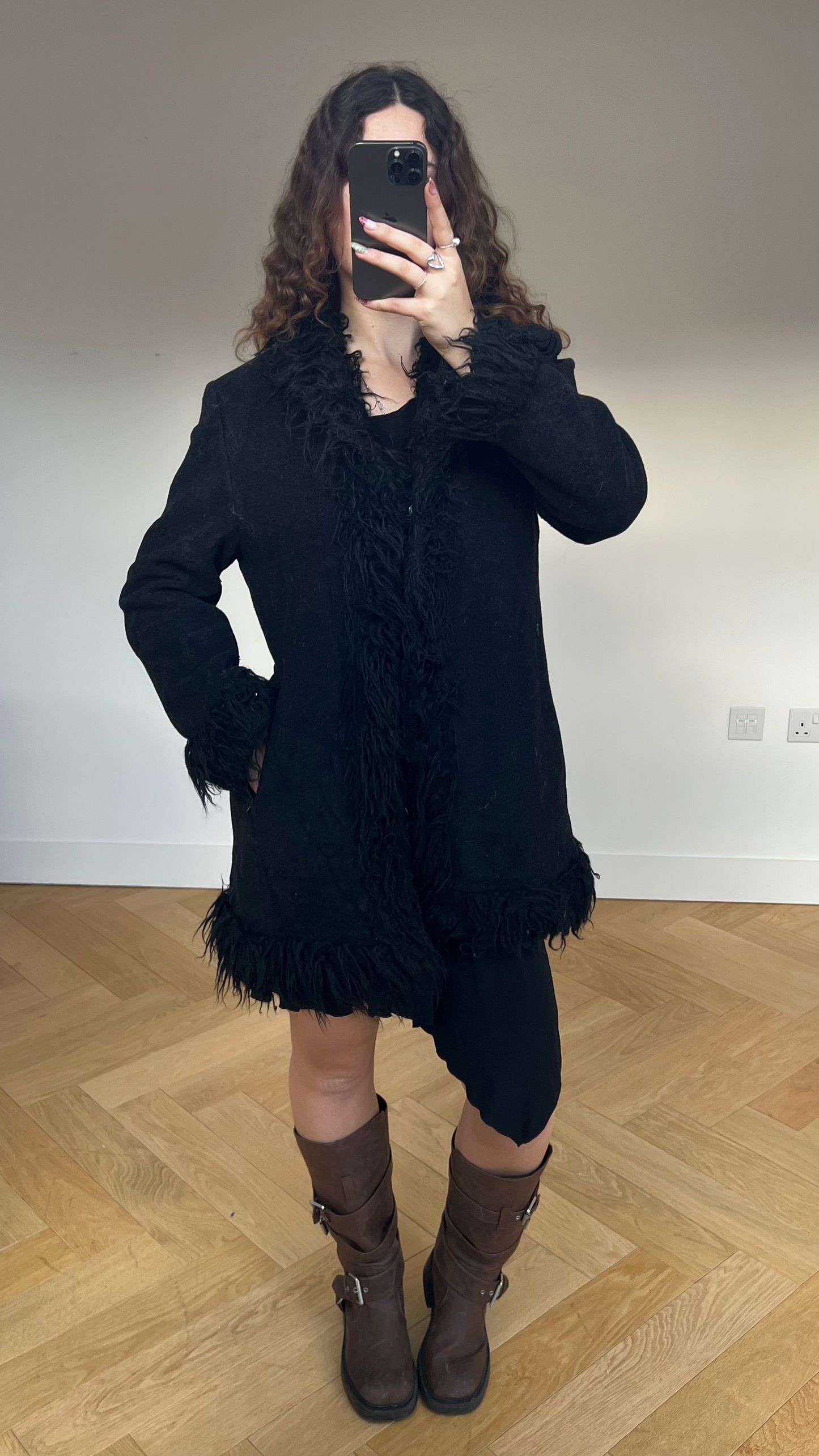 00s black afghan coat- size L