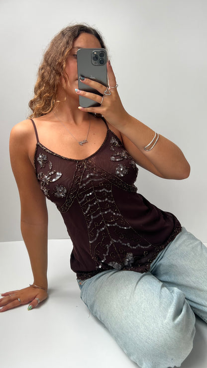 00s brown sequin cami- size M