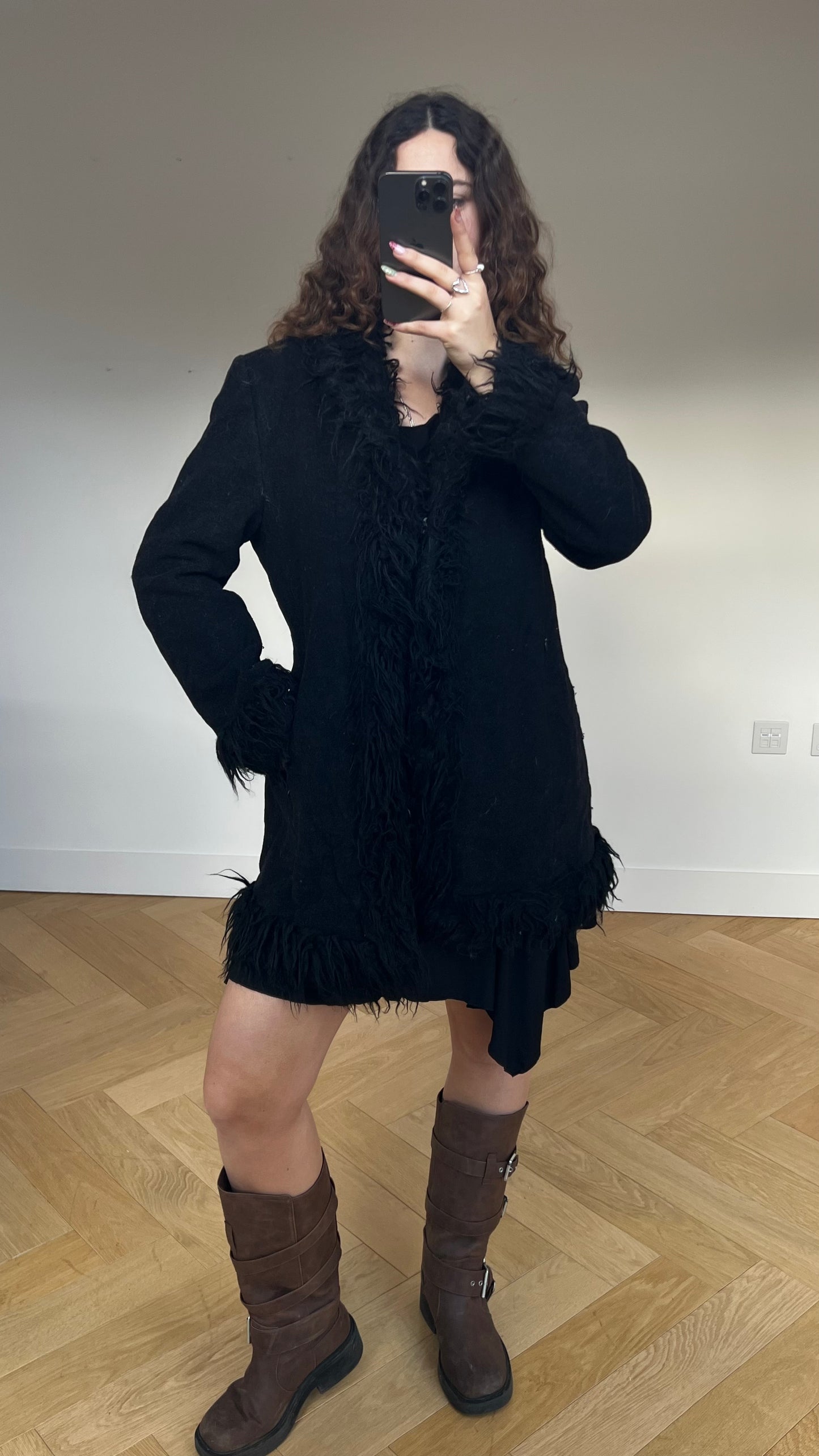 00s black afghan coat- size L