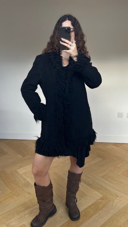 00s black afghan coat- size L