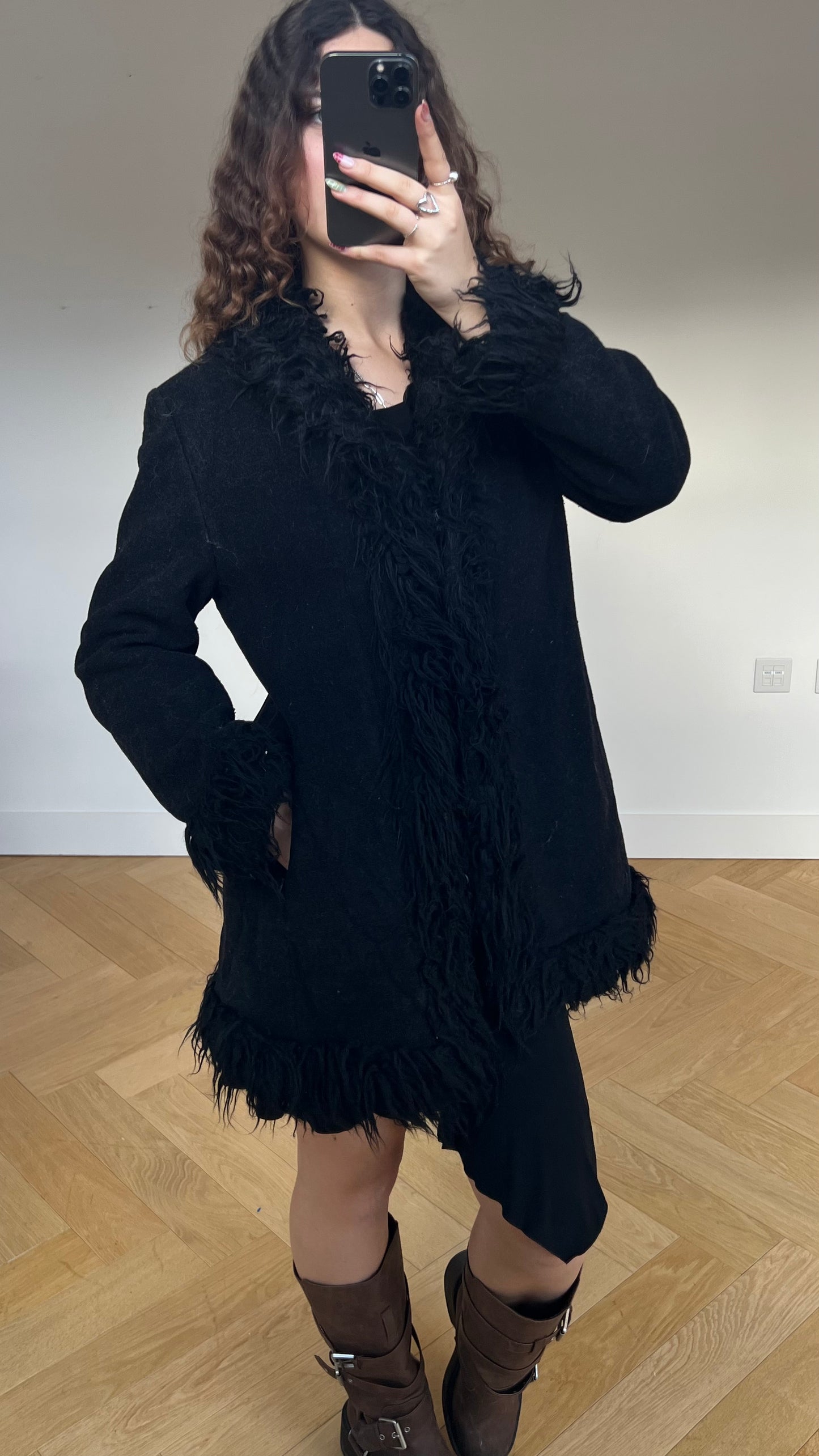 00s black afghan coat- size L