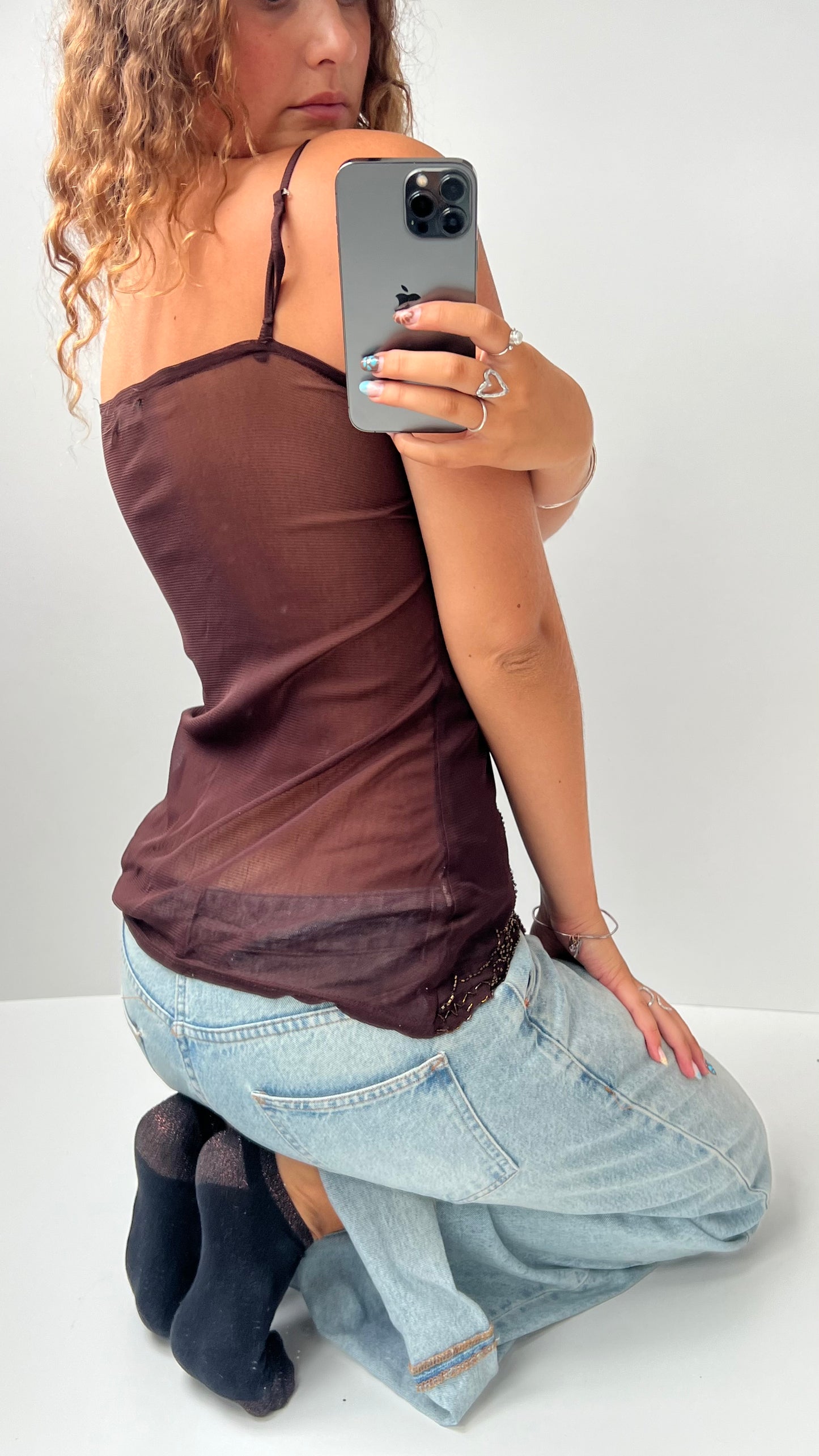 00s brown sequin cami- size M