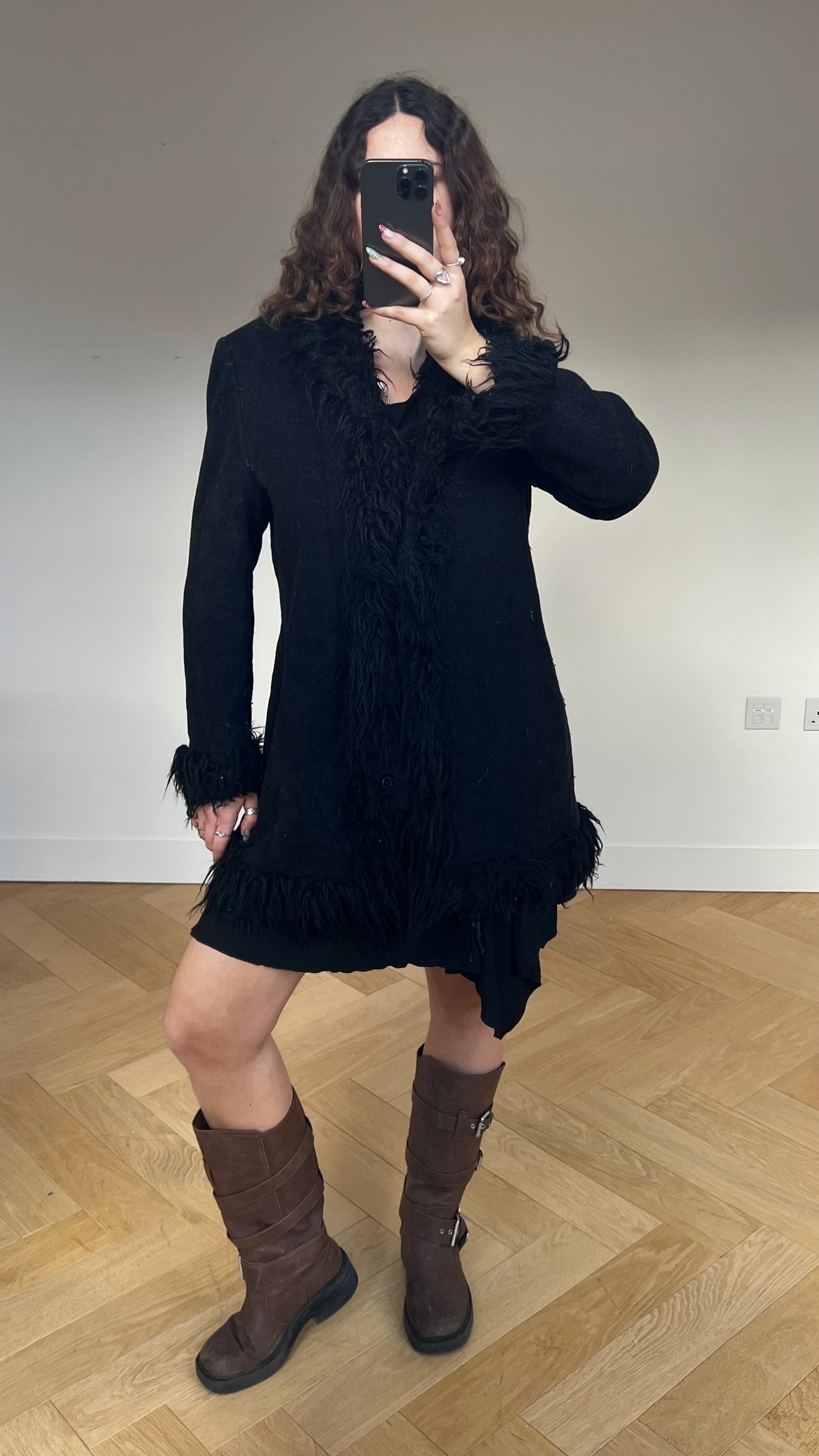 00s black afghan coat- size L