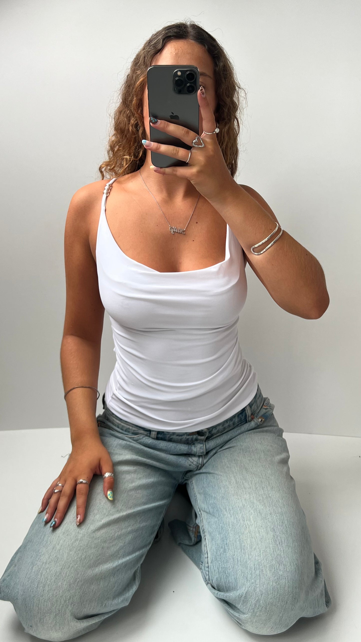 00s white strappy cami- size S