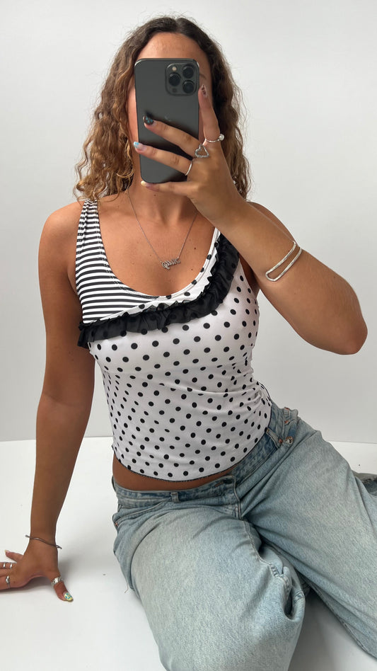 00s white polka dot cami- size S