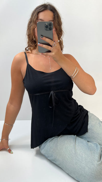 00s black asymmetrical cami- size L