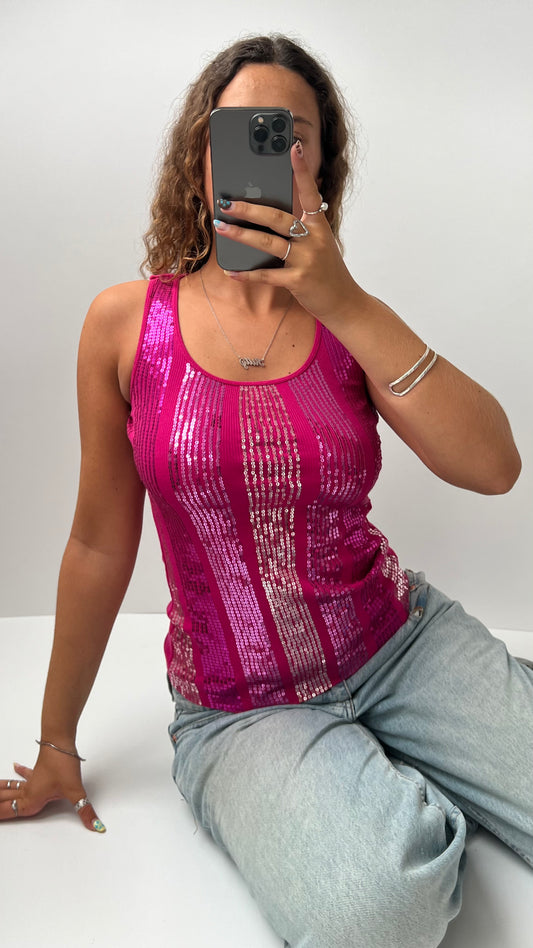 00s pink sequin cami- size S