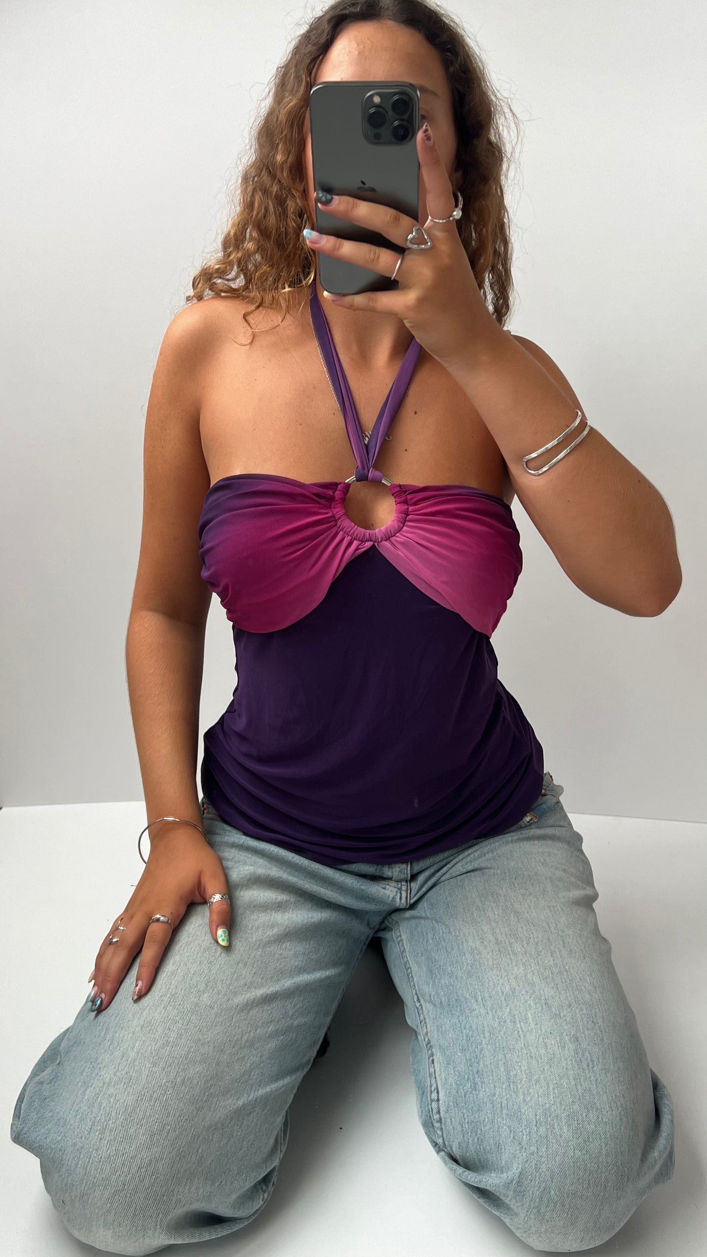 00s purple pink halter cami- size M