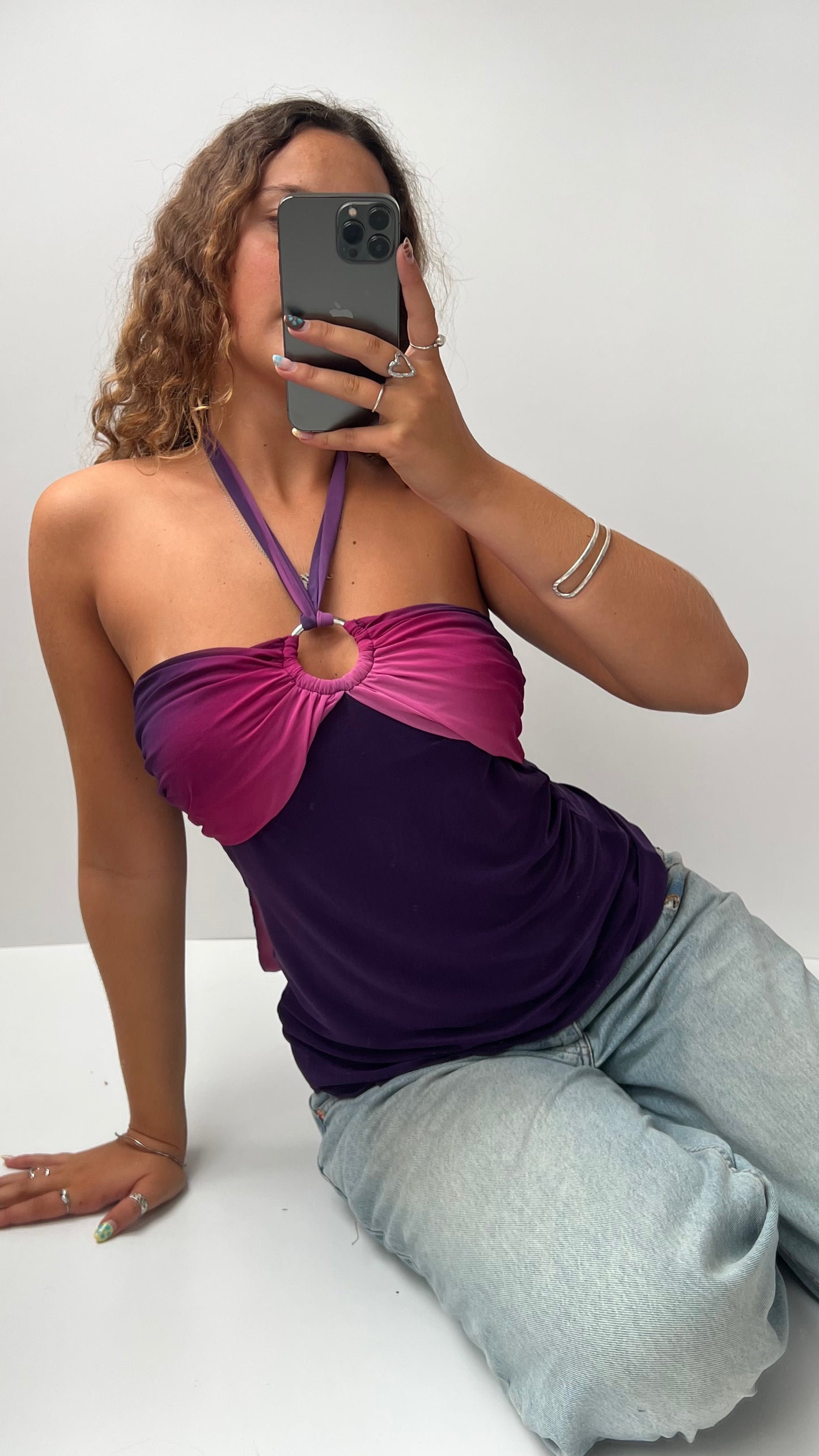 00s purple pink halter cami- size M