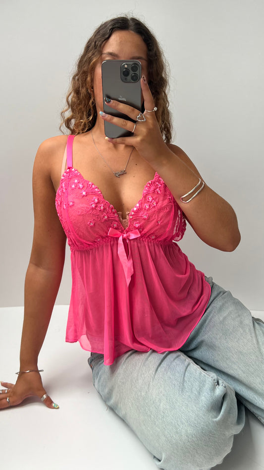 00s pink mesh cami- size M