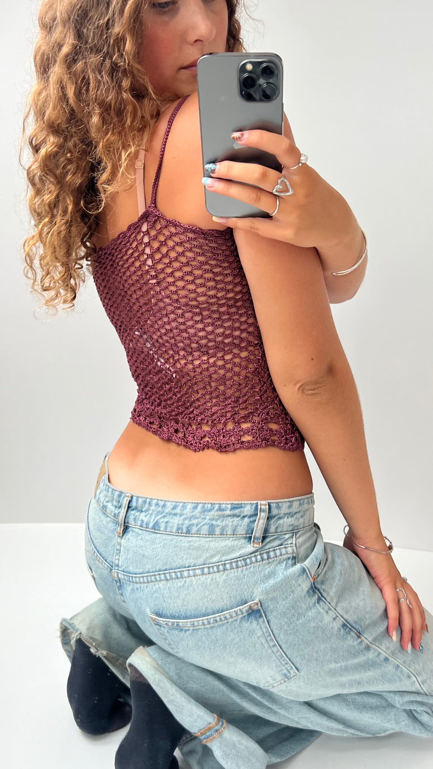 00s burgundy crochet cami- size S