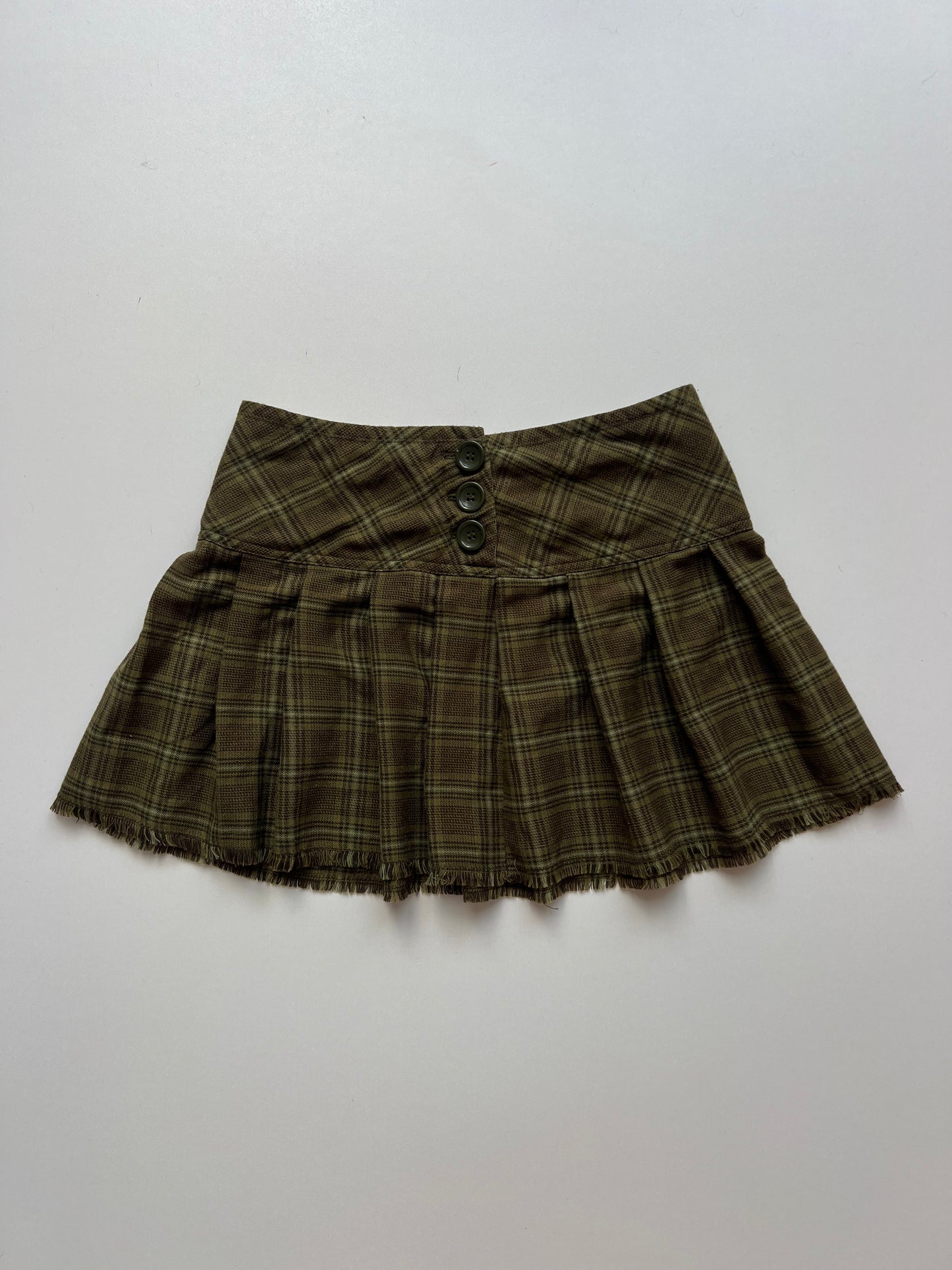 00s green plaid mini skirt- size XS