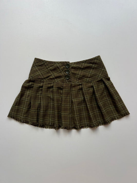00s green plaid mini skirt- size XS