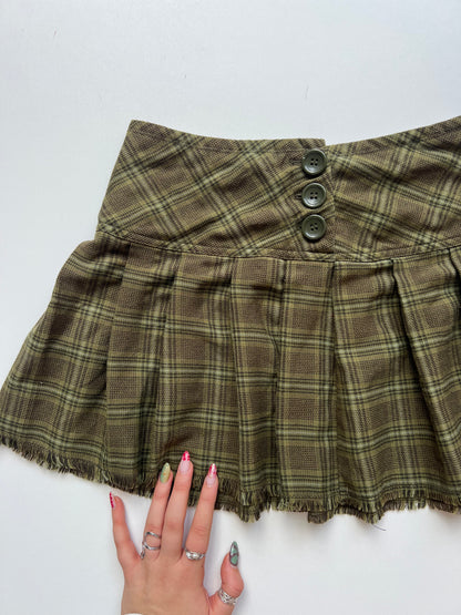00s green plaid mini skirt- size XS