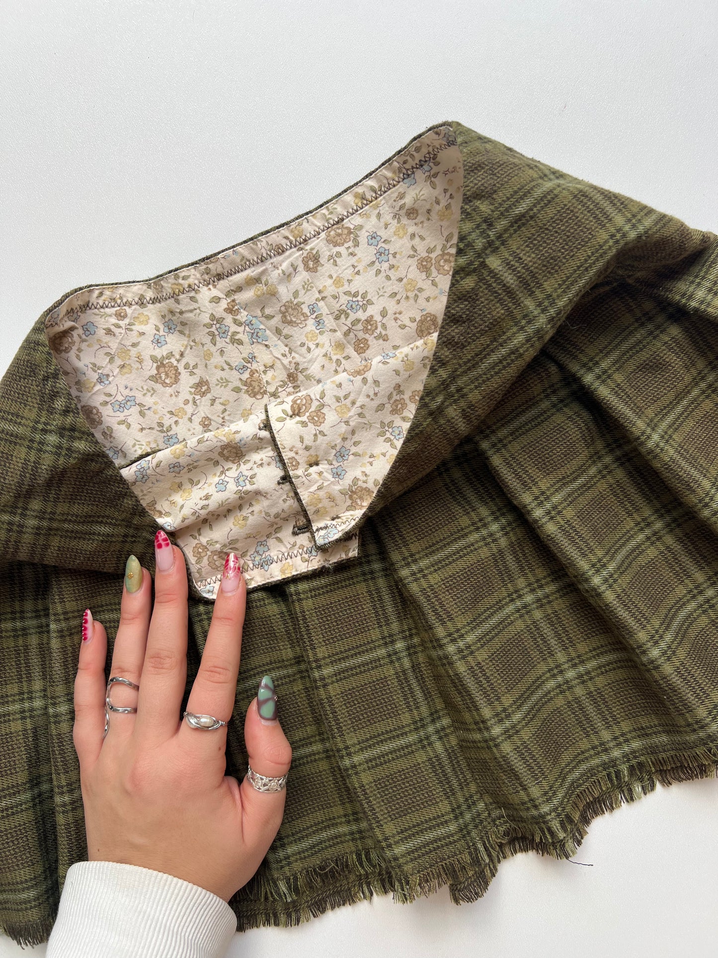 00s green plaid mini skirt- size XS