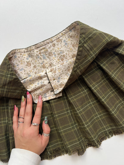00s green plaid mini skirt- size XS