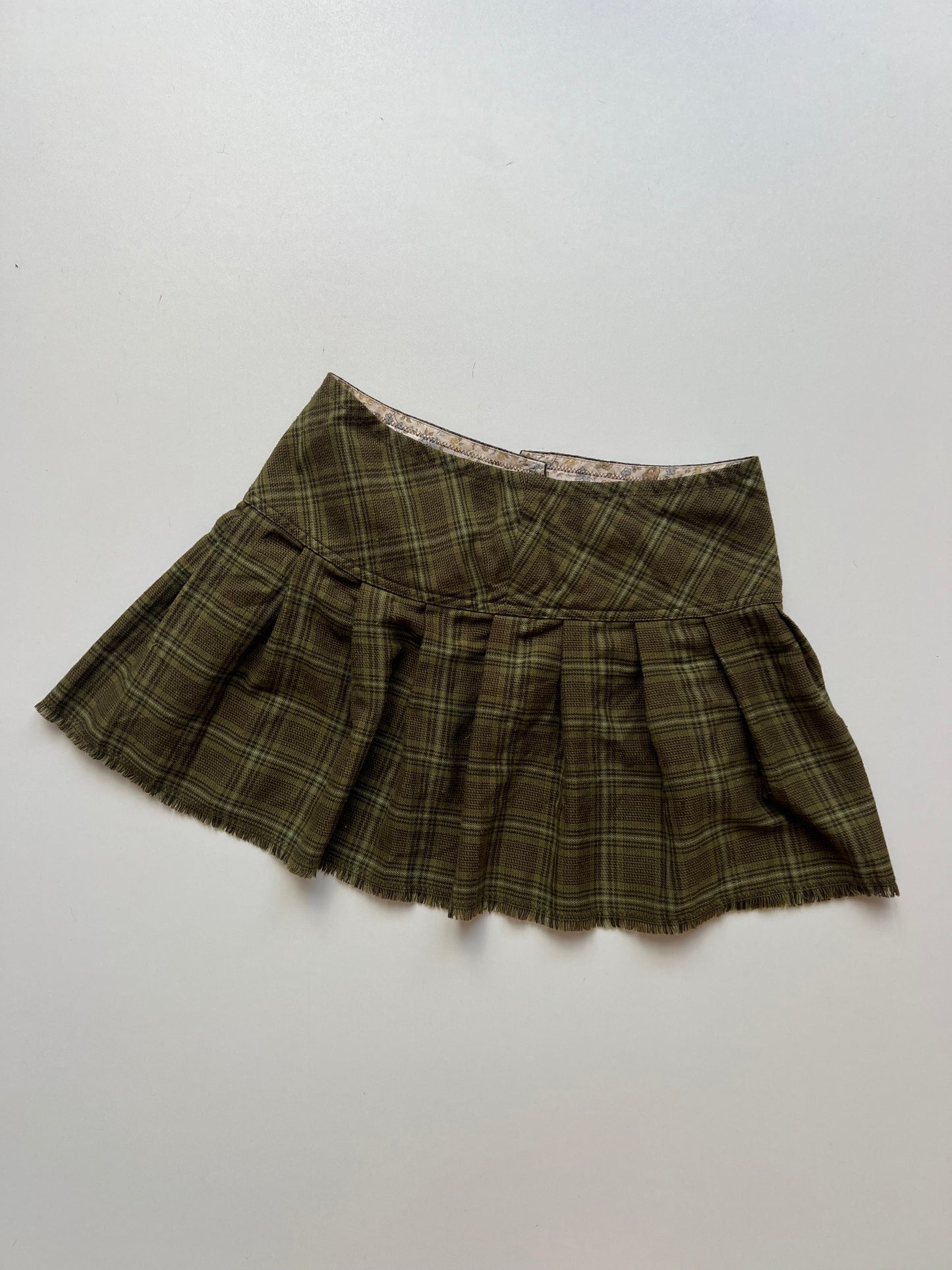 00s green plaid mini skirt- size XS