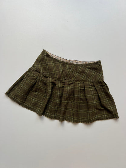 00s green plaid mini skirt- size XS