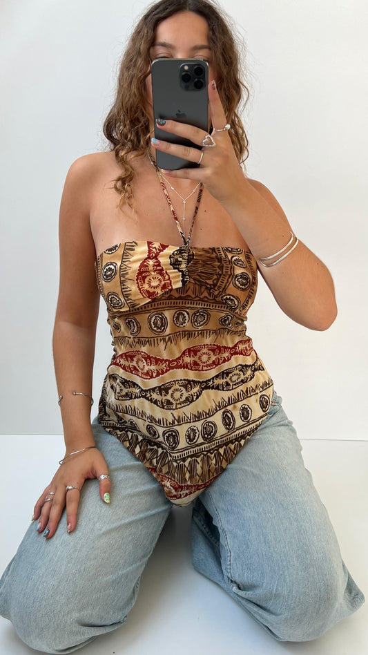 00s brown halter mesh cami- size M